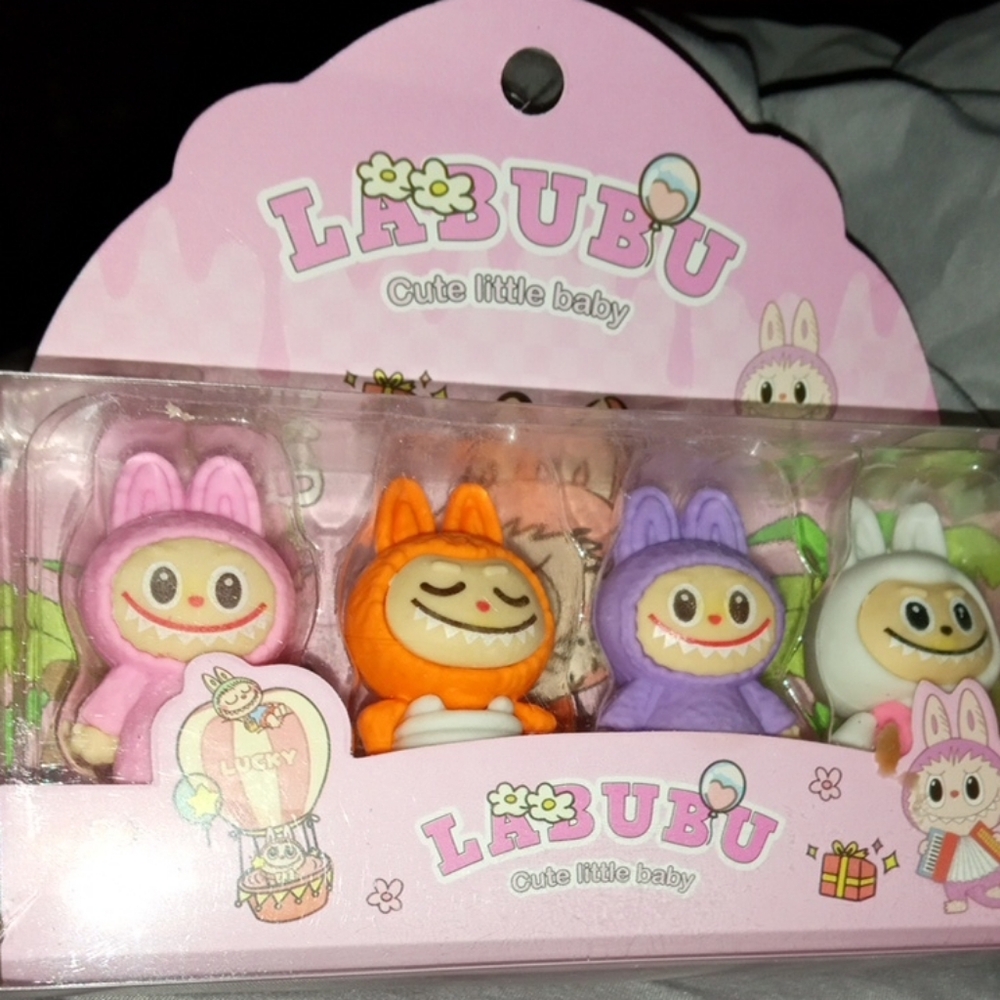 LABUBU SET OF FOUR ERASERS OR JUST ADORABLE TOYS